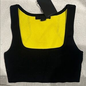 Alexander Wang NWT Black and Neon Yellow Crop Top Sports Bra M